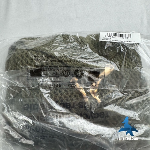 1101 NWT PrettyLittleThing Cut Out Crochet Beach Dress - Size 4 - Green - Picture 8 of 9